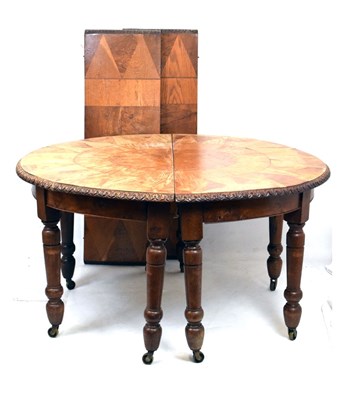 Lot 590 - Oak parquetry D-end dining table