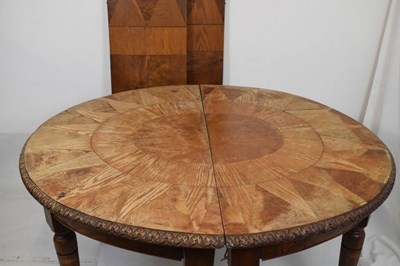 Lot 590 - Oak parquetry D-end dining table
