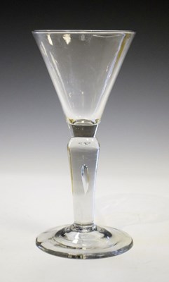 Lot 450 - 18th Century drinking glass, the funnel bowl on baluster stem with internal 'tear'