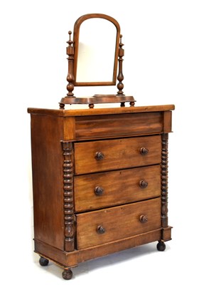 Lot 490 - Victorian 'Scotch' chest of drawers, together with a mahogany swing dressing mirror