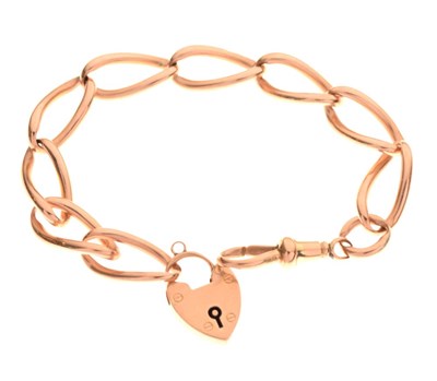 Lot 52 - 9ct rose gold bracelet with padlock