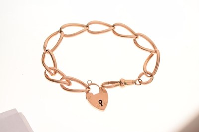 Lot 52 - 9ct rose gold bracelet with padlock