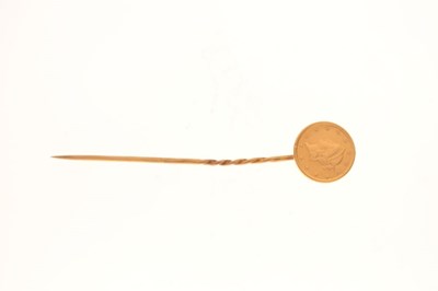 Lot 32 - US 1854 gold dollar as tie pin