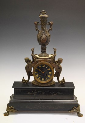 Lot 532 - Large late 19th Century French black slate table clock