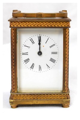 Lot 550 - Gilt brass-cased carriage timepiece