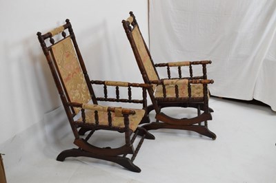 Lot 666 - Pair of late 19th Century American rocking chairs