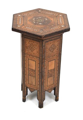 Lot 628 - Middle Eastern inlaid hexagonal occasional table or lamp stand