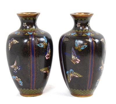 Lot 389 - Pair of Japanese cloisonne vases