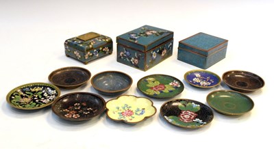 Lot 384 - Group of Chinese cloisonne boxes and dishes