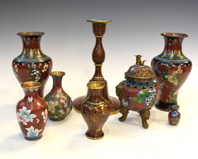 Lot 385 - Group of eight cloisonne items