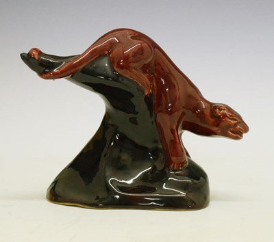 Lot 240 - Attributed to Charles Noke for Doulton - Flambe figure of a Panther