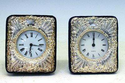 Lot 125 - Two modern silver desk clocks