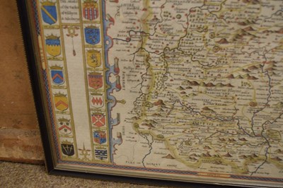 Lot 335 - John Speed, 17th Century hand-coloured engraved map of Wiltshire: Wilshire, circa 1610