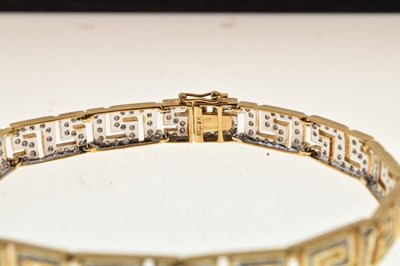 Lot 31 - 9ct gold diamond bracelet of Greek Key design