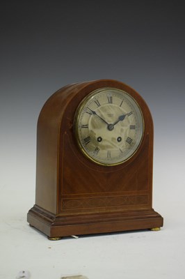 Lot 535 - Early 20th Century inlaid mahogany mantel clock