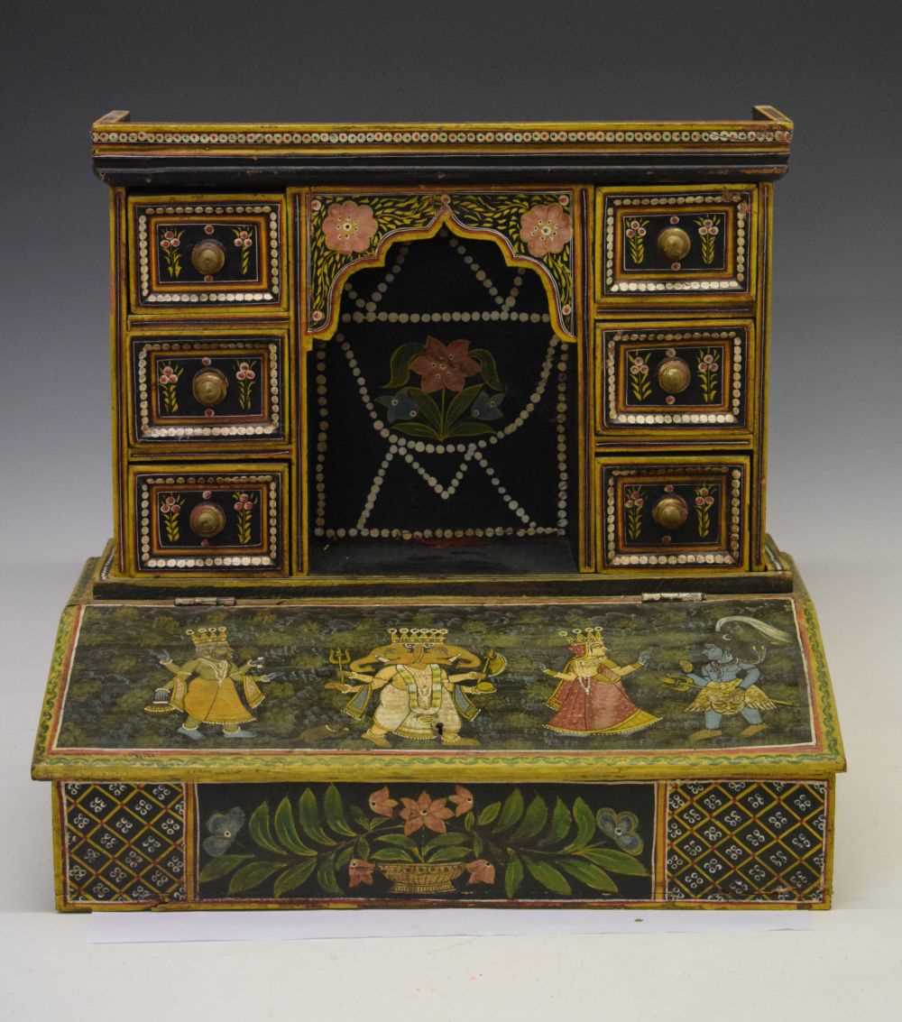 Lot 325 - Indian (Kashmiri) painted wooden table-top cabinet