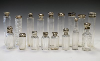 Lot 175 - Seventeen late Victorian and 20th Century silver-mounted dressing table or toiletry bottles, etc
