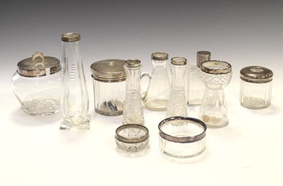 Lot 173 - Eleven late Victorian and 20th Century silver-mounted dressing table/toiletry bottles, etc