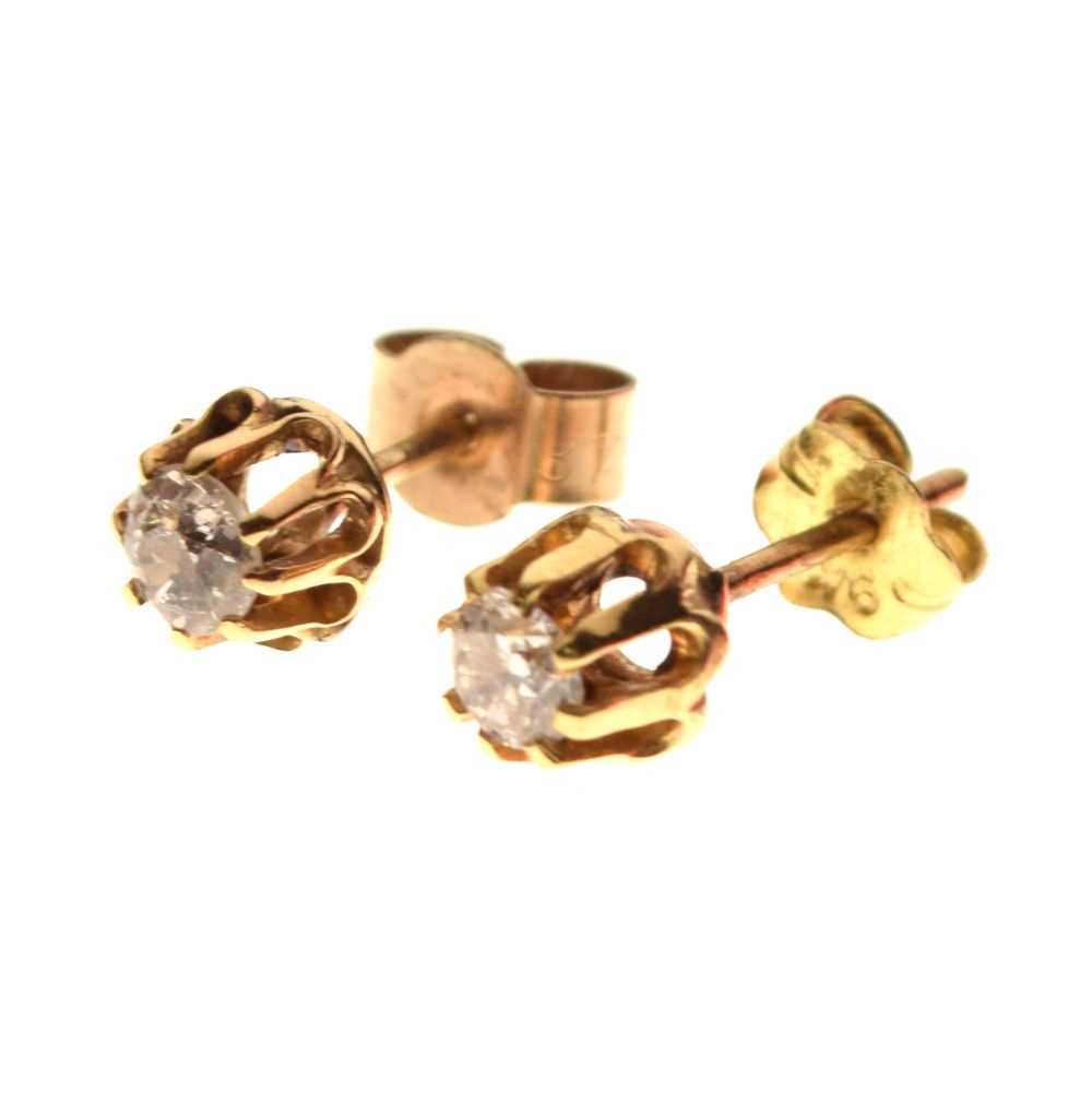 Lot 30 - Pair of 9ct gold and diamond ear studs