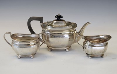 Lot 135 - George V silver three piece teaset