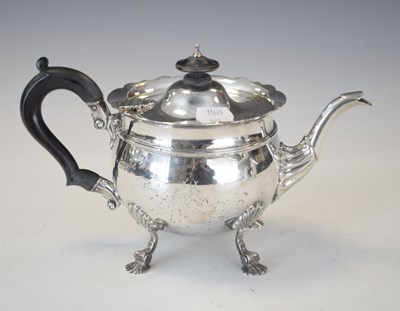 Lot 132 - George V silver tea pot, London 1912