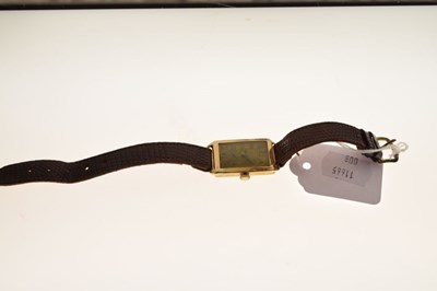 Lot 84 - George V 18ct gold Art Deco style rectangular wristwatch