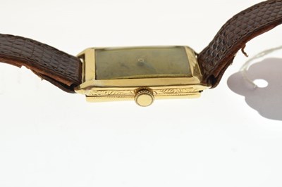 Lot 84 - George V 18ct gold Art Deco style rectangular wristwatch
