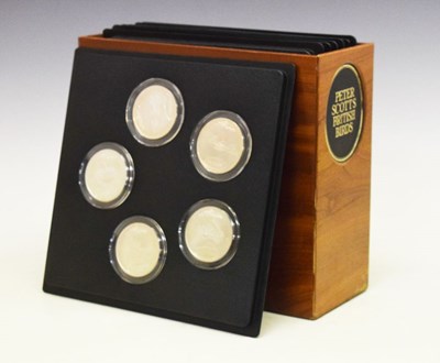 Lot 109 - Set of thirty-five silver limited edition 'Peter Scott's British Birds' medallions by John Pinches