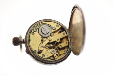 Lot 93 - Swiss white metal pocket watch with ceramic dial