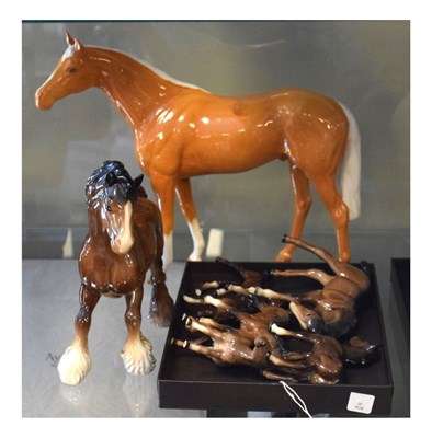 Lot 305 - Beswick figure of a Palomino horse, together with a quantity of other Beswick horse figures