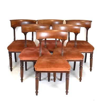 Lot 606 - Set of six Victorian mahogany bar back dining chairs