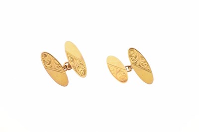 Lot 33 - Pair of 9ct gold oval cufflinks