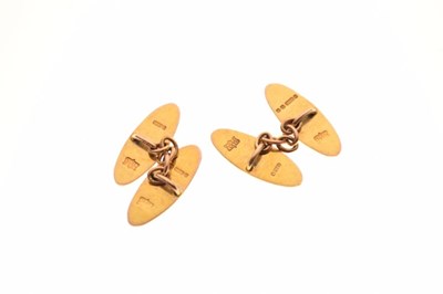 Lot 33 - Pair of 9ct gold oval cufflinks