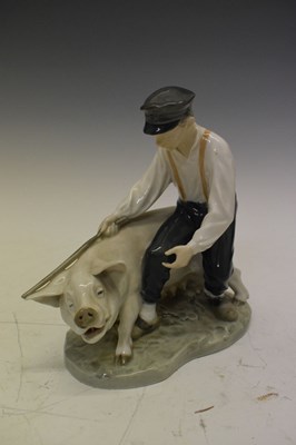 Lot 293 - Royal Copenhagen pig with swineherd