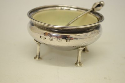 Lot 88 - Pair of Arts and Crafts A.E Jones planished silver salts