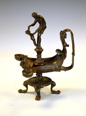 Lot 134 - 19th Century patinated bronze Grand Tour model of an oil lamp