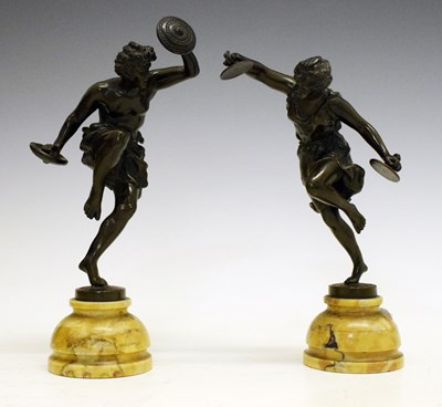 Lot 128 - After Ernest Rancoulet (French, 1842-1915) - Pair of patinated bronze figures