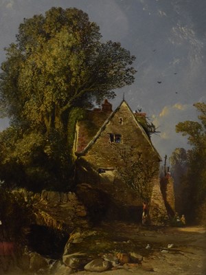 Lot 366 - W.E Jones - Oil on panel - ‘Autumnal afternoon at Stapleton near Bristol’