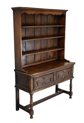 Lot 591 - 17th Century style oak dresser