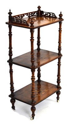 Lot 687 - Victorian two-tier inlaid walnut what-not