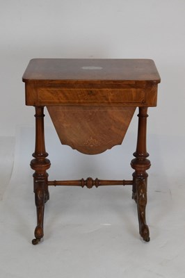 Lot 574 - Late 19th Century burr walnut and inlaid work table