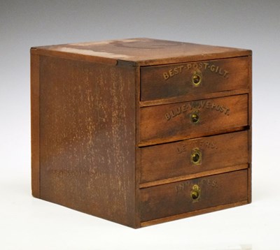 Lot 496 - Late 19th Century estate made mahogany or beech desk top chest of four drawers