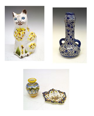 Lot 320 - Quantity of faience to include money box cat, figural jug, etc