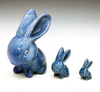 Lot 324 - Three Bourne Denby Danesby Ware Cottontail Marmaduke rabbits