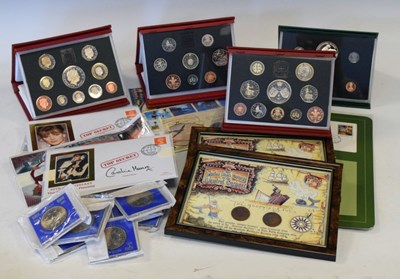 Lot 117 - Three Royal Mint deluxe proof year sets, etc