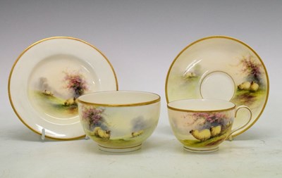 Lot 228 - Royal Worcester - Small collection of sheep decorated wares by Ernest Barker