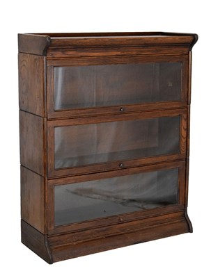 Lot 535 - Oak three-section Globe Wernicke style modular bookcase