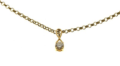 Lot 68 - 18ct gold, diamond single stone pendant