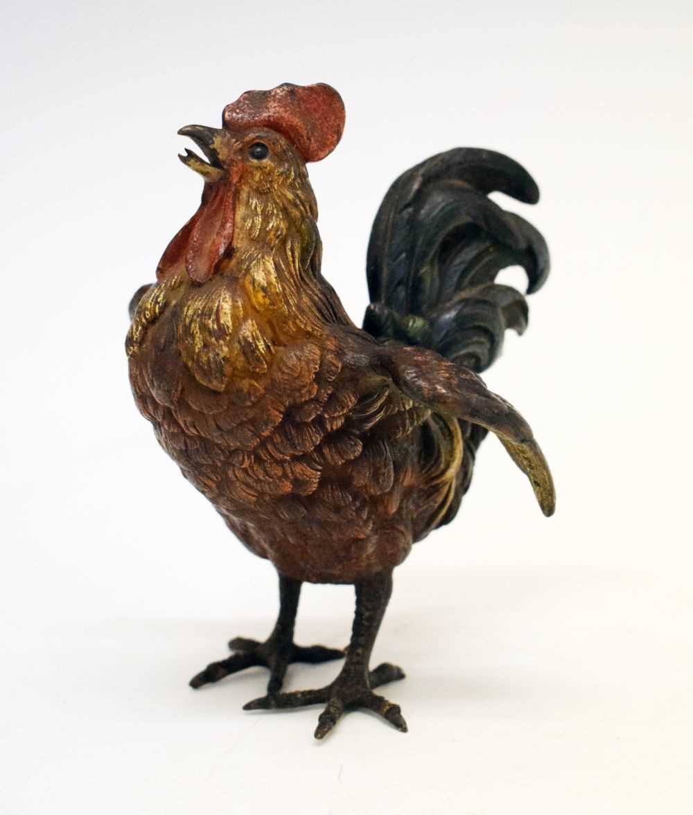 Lot 118 - Austrian cold-painted bronze cockerel