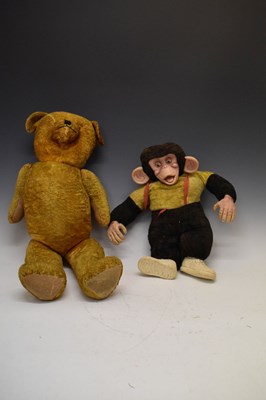 Lot 435 - Chad Valley 'Jacko' monkey and a vintage golden mohair bear
